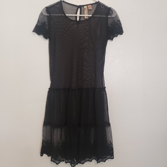 Eyeshadow Dresses & Skirts - Eyeshadow Black Sheer Lace Dress Cover Up